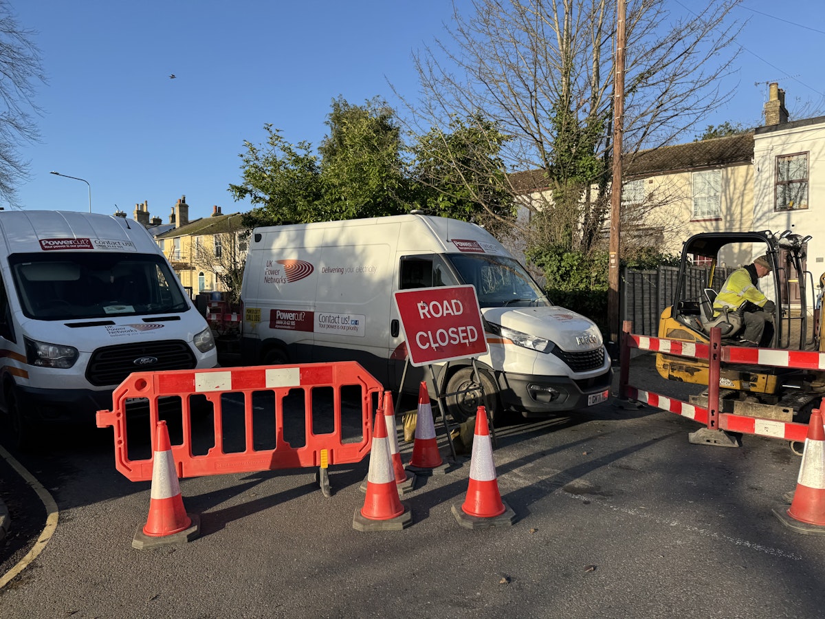 Roadworks on Woodbridge Road in Ipswich